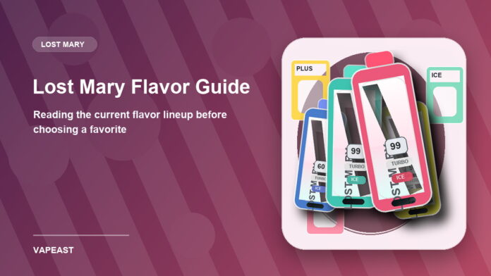 Lost Mary Flavor Guide fixed background featured image Lost Mary flavor guide featured image with clean product background